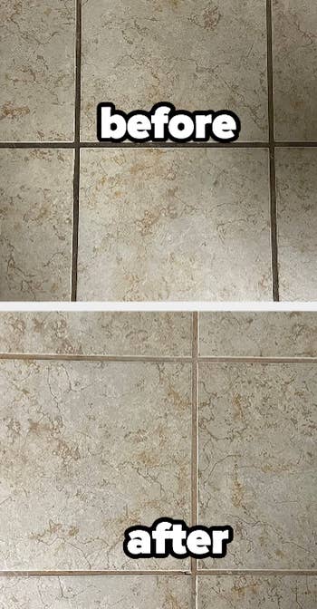 a reviewer's floor with dark lines in the grout 