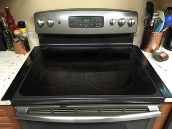 overall pic of a stove top with the strips in place and blending in with the convection stove top