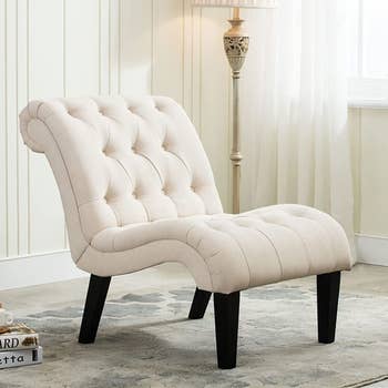 lifestyle photo of curved white chair