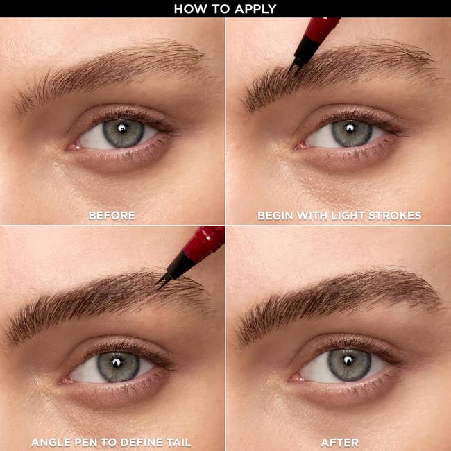 Step-by-step guide to applying eyebrow makeup with a pen for defined and fuller brows