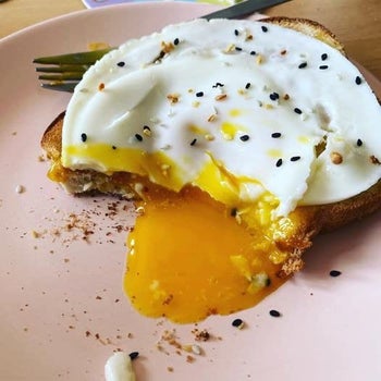 a perfectly cooked runny egg