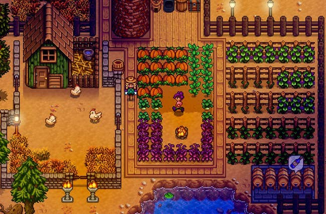 a screenshot of the game showing a farm 
