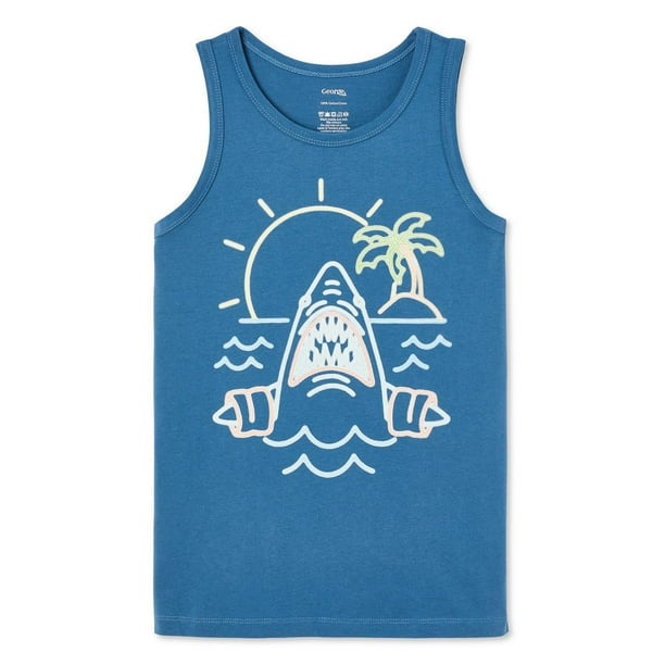 tank top with a shark swimming