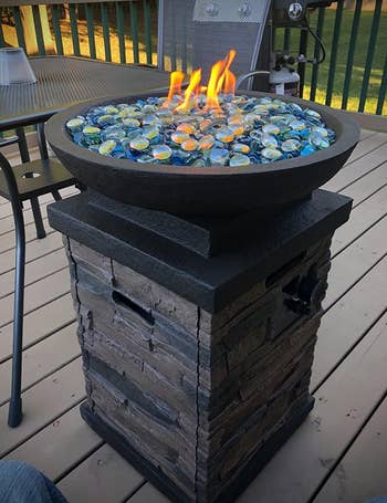 Reviewer image of the firebowl with blue glass