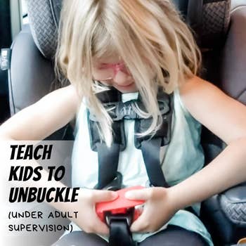 a child using the tool to unbuckle themself