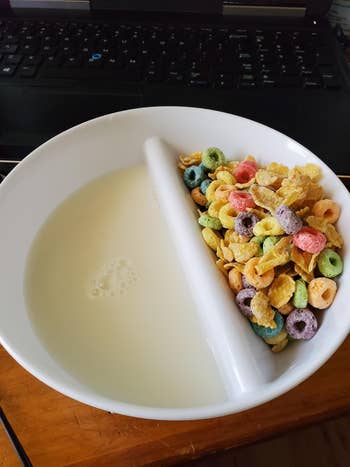 another reviewer's white version split with milk on one side and cereal on the other