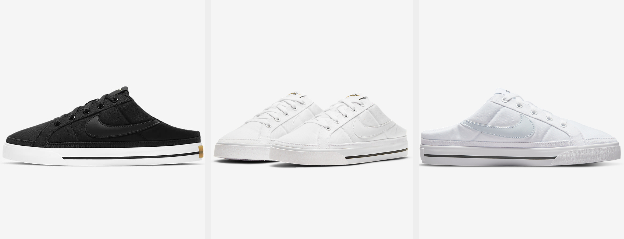 Three images of black and white sneakers
