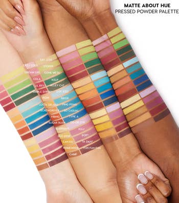 the swatches on models' arms
