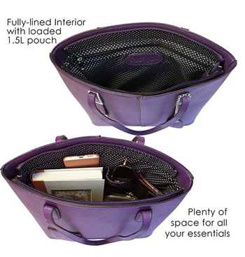 The purse open showing plenty of space for other things as well 