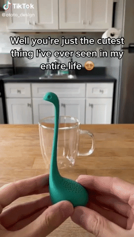 gif of the teal baby nessie tea infuser being filled