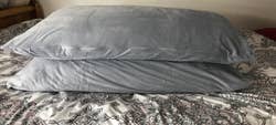 a reviewer's bed with the pillowcases in smoke grey
