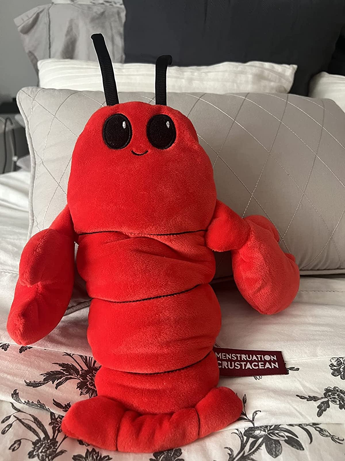 reviewer image of the menstruation crustacean on a bed