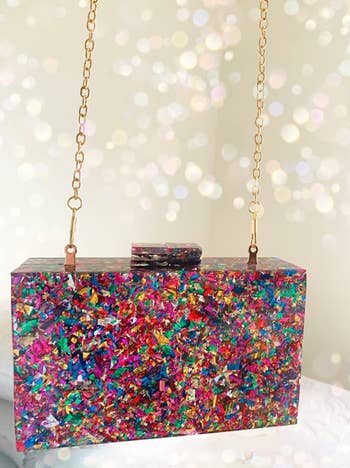 reviewer photo of the multicolored clutch