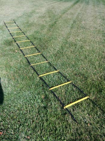 reviewer image of ladder laid out on grass