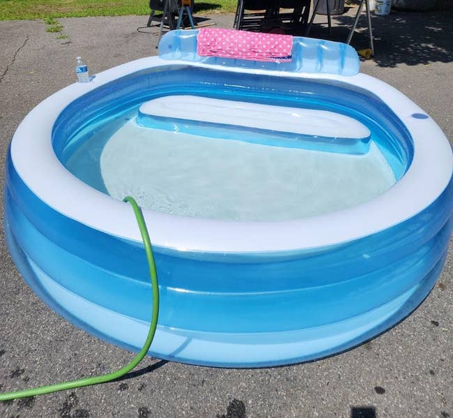 reviewer image of the inflated lounge pool outside