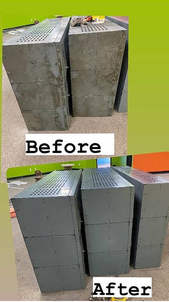 before and after of grimy lockers made clean again 