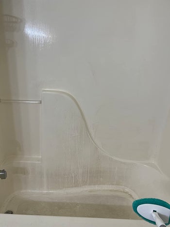 reviewer before image of a dirty shower