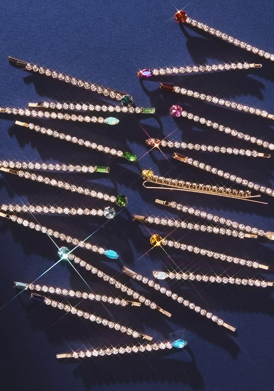 various crystal hair pins 