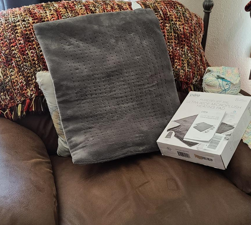 Reviewer image of gray heating pad