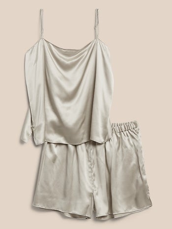 product image of cream colored pajama set