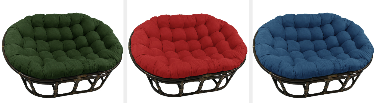 Image of Papasan double chair in green, red, and blue 