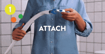 gif of person demonstrating the steps of using flushable pads on the Scrubbing Bubbles toilet wand