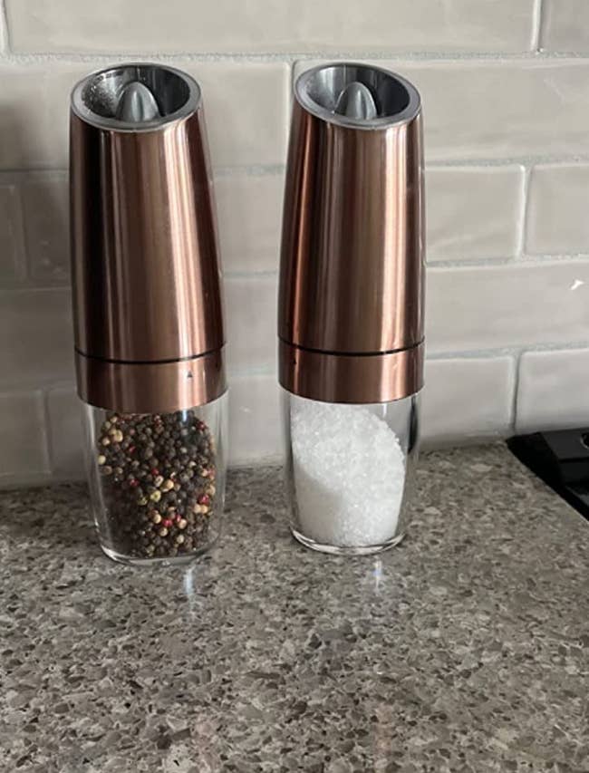 A reviewer's copper set with salt and pepper inside