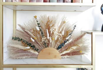 reviewers half wreath with pampas grass and dried flowers 