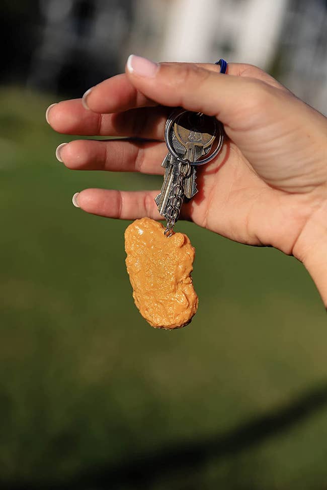 a realistic chicken nugget keychain