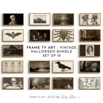 a bunch of vintage halloween inspired frame tv art options