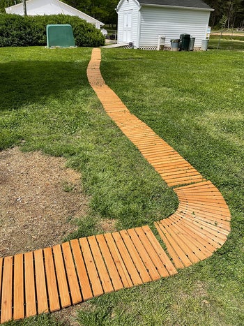 reviewer image of the cedar pathway leading to a shed