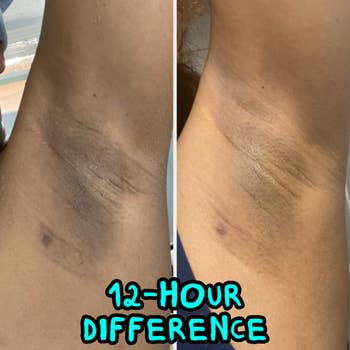 before/after showing a somewhat faded armpit aft 12 hours of use