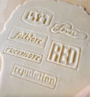 dough imprinted with the cutters