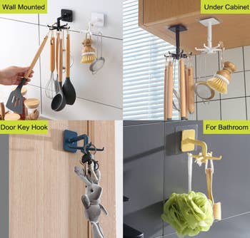the rotating hook holder in various home spaces