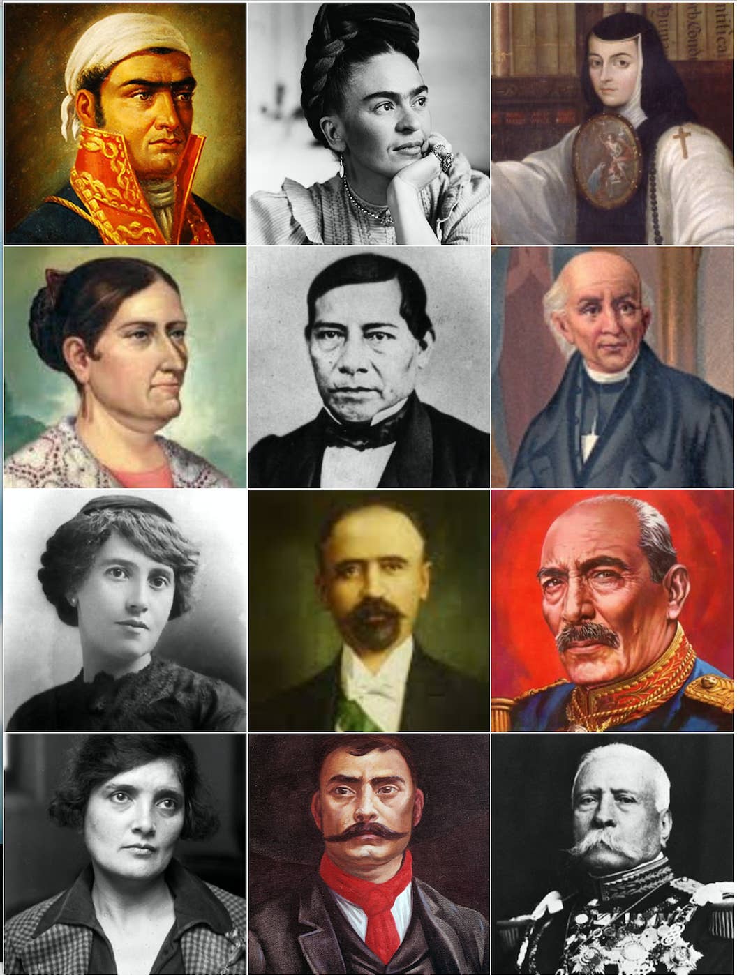 collage de personajes importantes de la historia