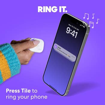 Person using a Tile device to locate a smartphon