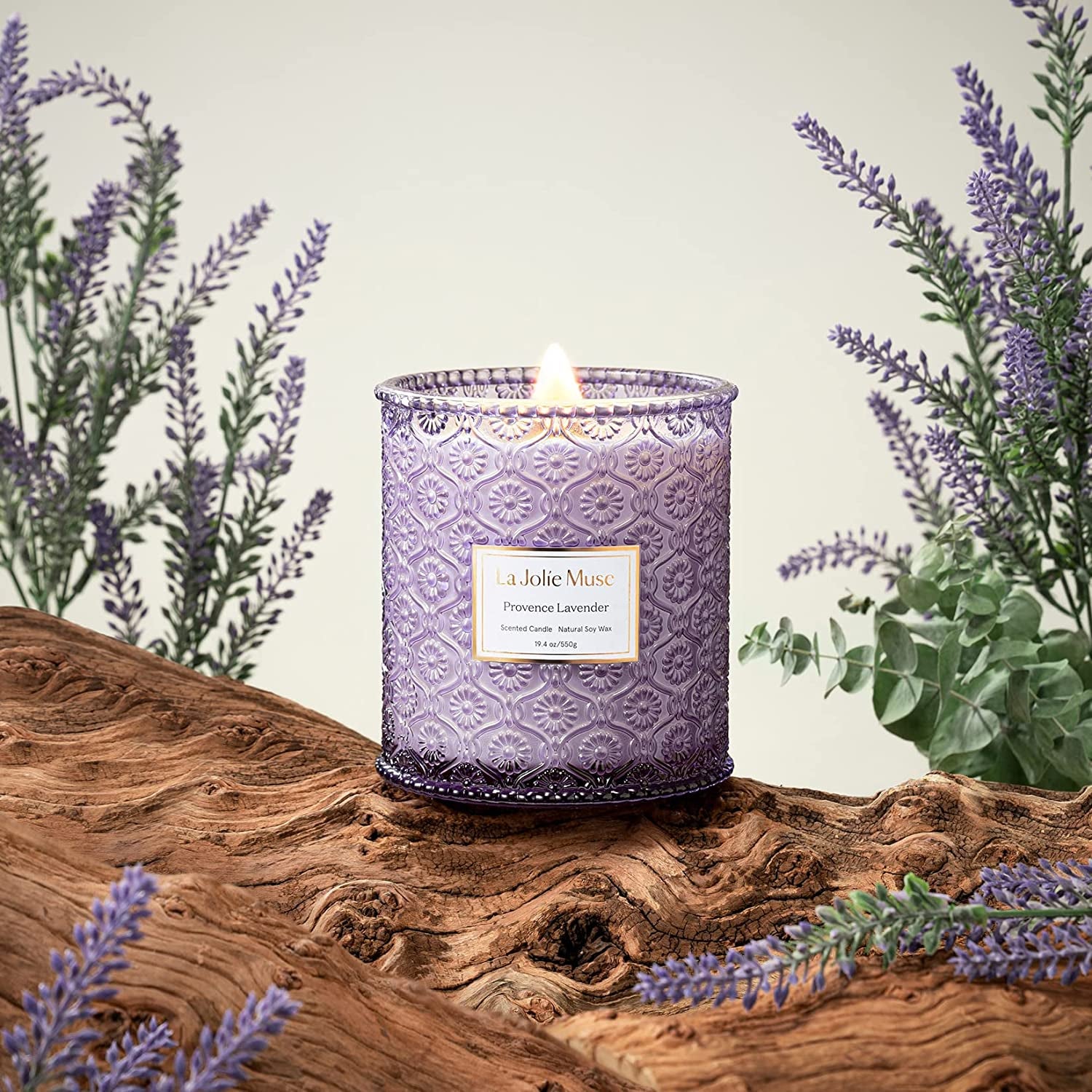 Craft & Kin Wood Wick, All-Natural Soy Aromatherapy Candle in Black Jar  With Lavender Wood Scent - 8 oz