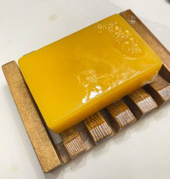 A reviewer photo of the wet soap bar