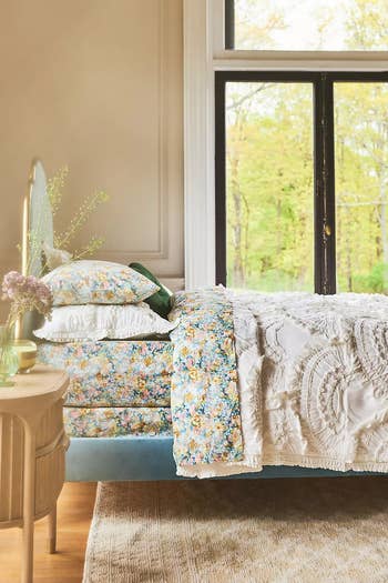 The bluish  floral acceptable   successful  a bedroom