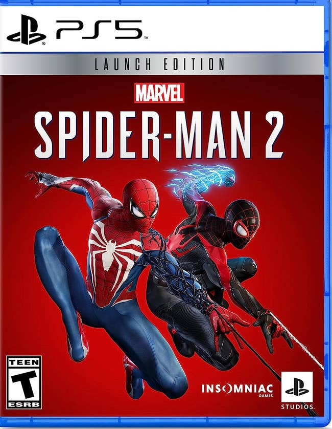 the cover of the video game with both Peter Parker and Miles Morales on it
