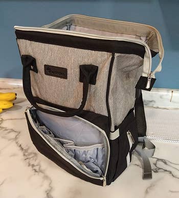 Reviewer image of gray backpack