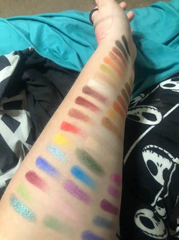 A swatch of all colors on a reviewer's arm