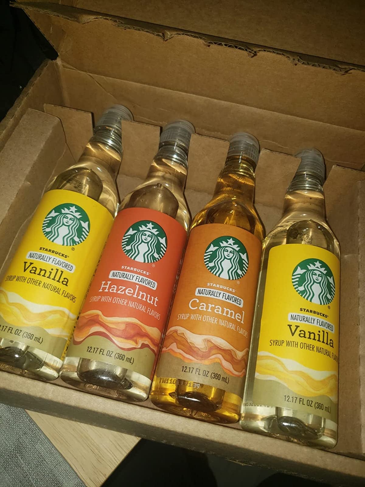 reviewer image of a box of the four syrups
