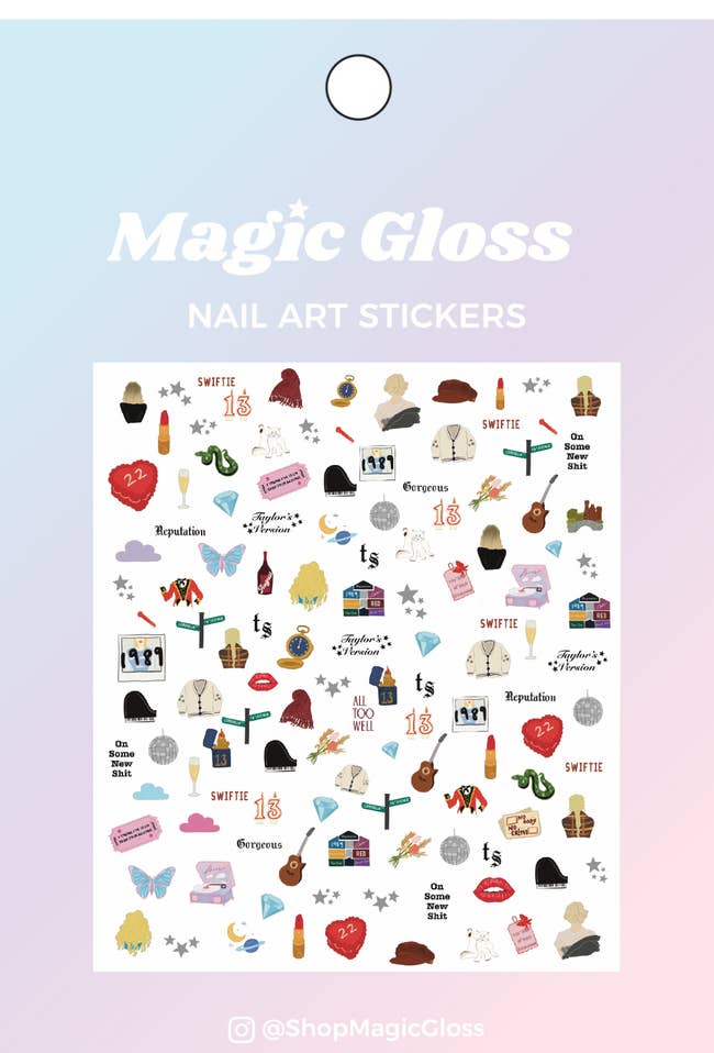 nail stickers with Taylor Swift theme