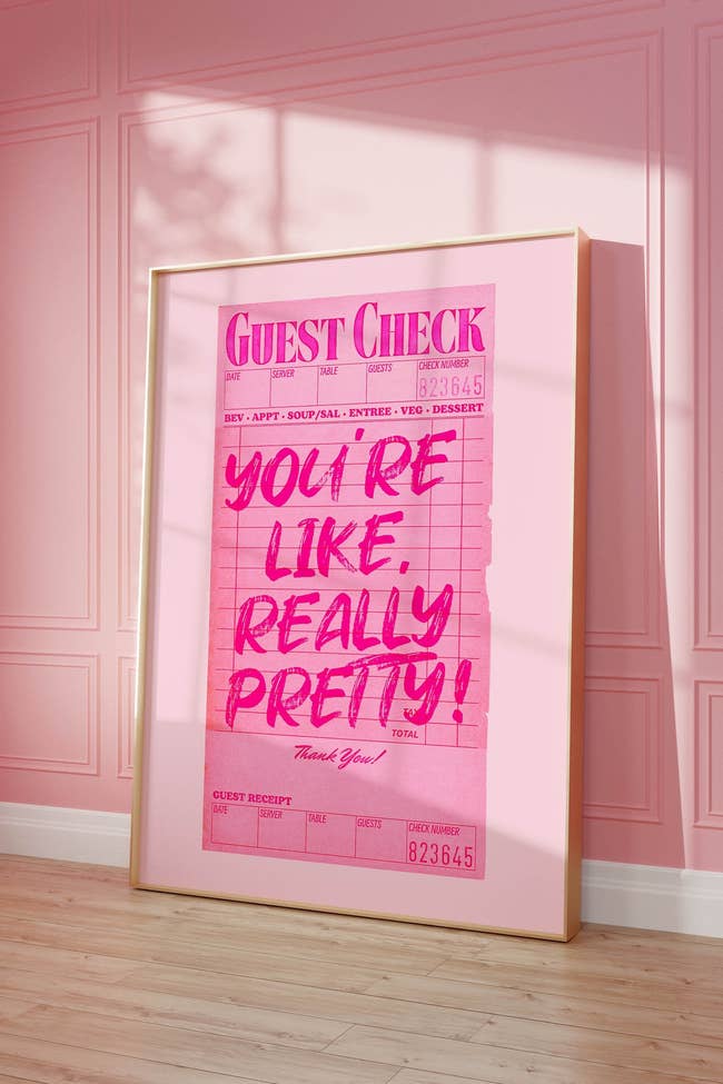 Guest check art print with the phrase 