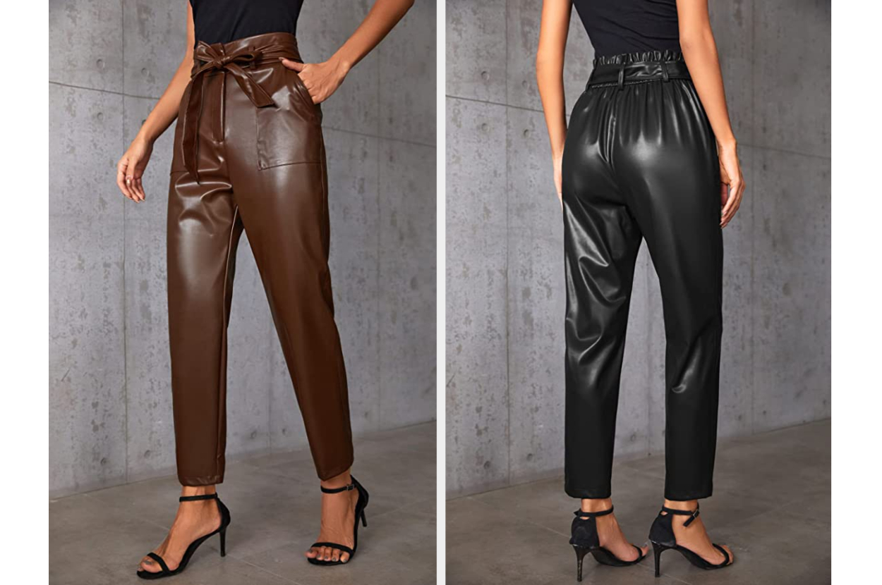 leather trousers and ankle boots