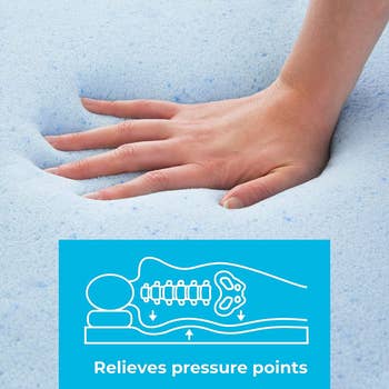 hand pressing into mattress pad that relieves pressure points