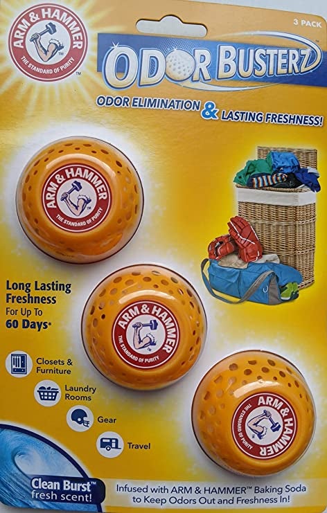 Orange balls in their original packaging
