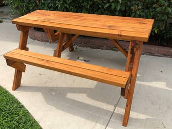 the piece as a picnic table