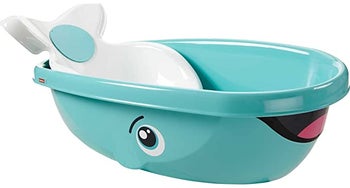 A whale shaped bath tub